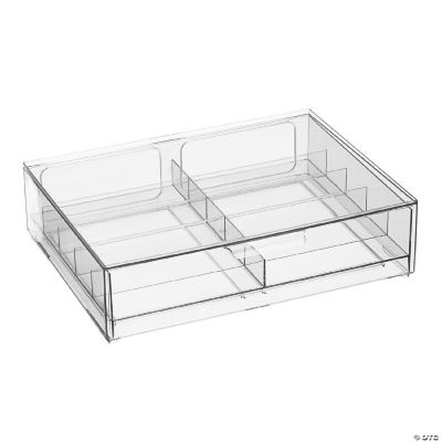 mDesign Wide Plastic Stackable Glasses Organizer Box with 2 Drawers ...