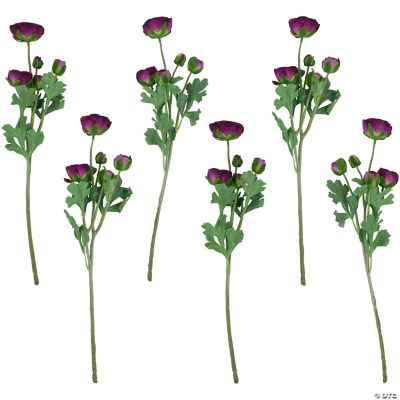Northlight Set of 6 Plum Purple Ranunculus Artificial Floral Sprays 21