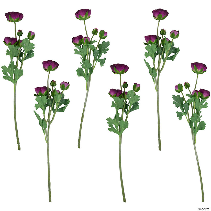 Northlight Set of 6 Plum Purple Ranunculus Artificial Floral