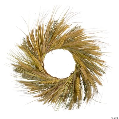 Northlight Wheat and Straw Stalks Artificial Wreath 22-inch Unlit