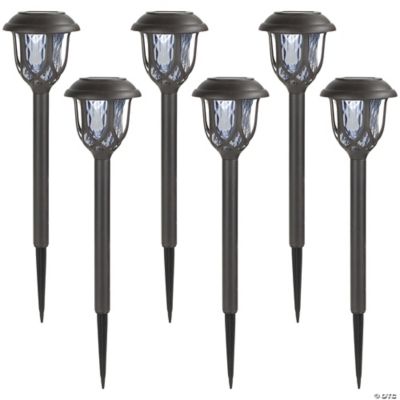Northlight Set of 6 Black Lantern Style Solar Powered LED Pathway ...