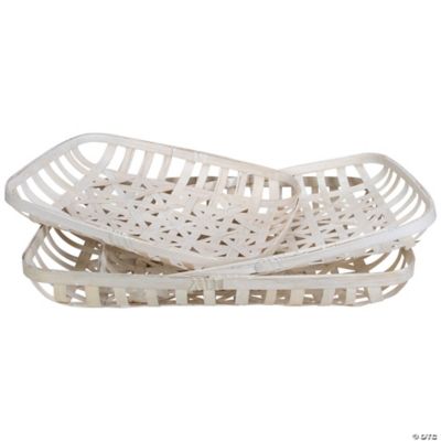 Northlight Set of 3 White Rectangular Lattice Tobacco Table Top Baskets