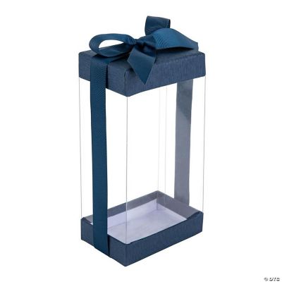 Hammont Clear Plastic Gift Boxes 6 Pack Navy Blue, 3.75 x 2.5 x 7.5