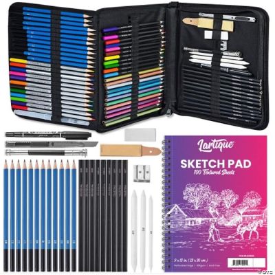 Lartique Art Supplies, 72 Piece Drawing Kit with Drawing Pencils