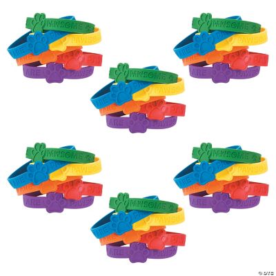 Bulk 72 Pc. Paw Print Rubber Bracelets Oriental Trading