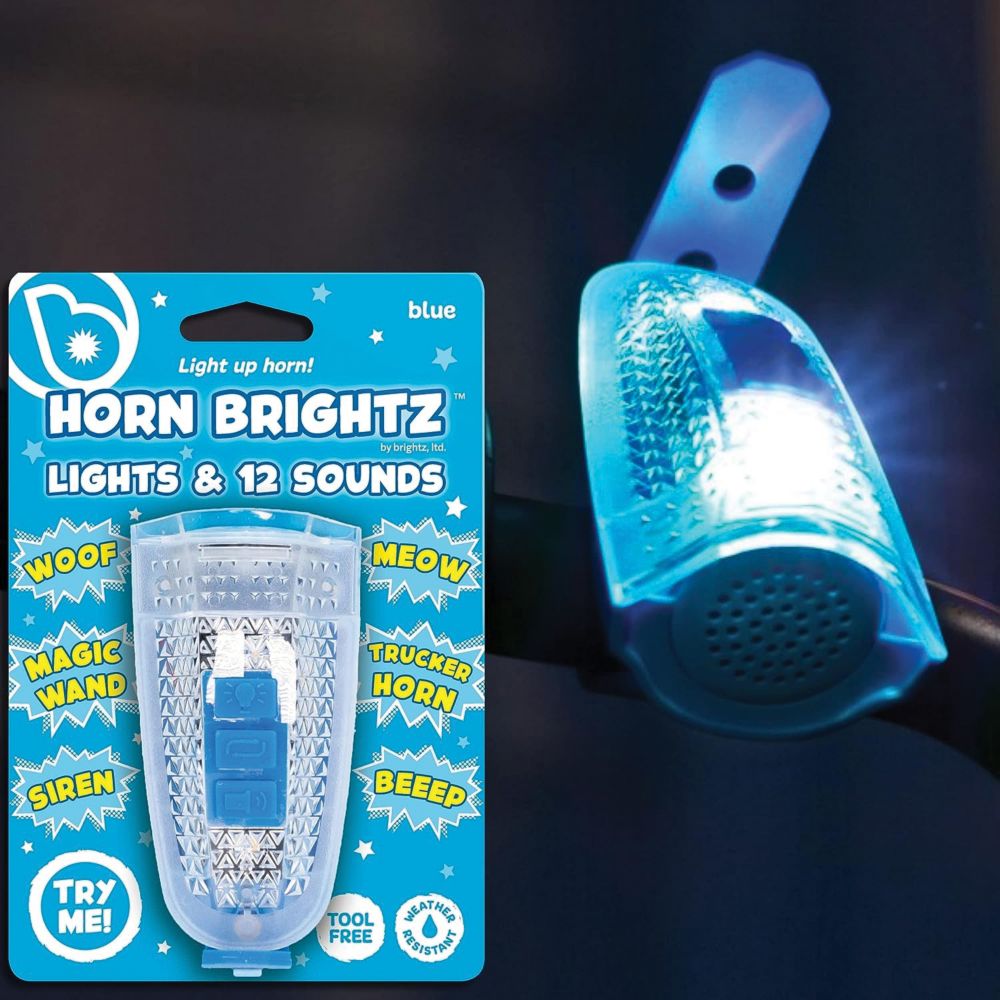 Horn Brightz Bike Lights & Multi-Sound Horn: Blue From MindWare