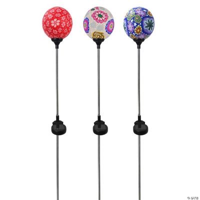 Alpine 8082458 34 in. Glass & Metal Soft Clay Ball Outdoor Garden Stake