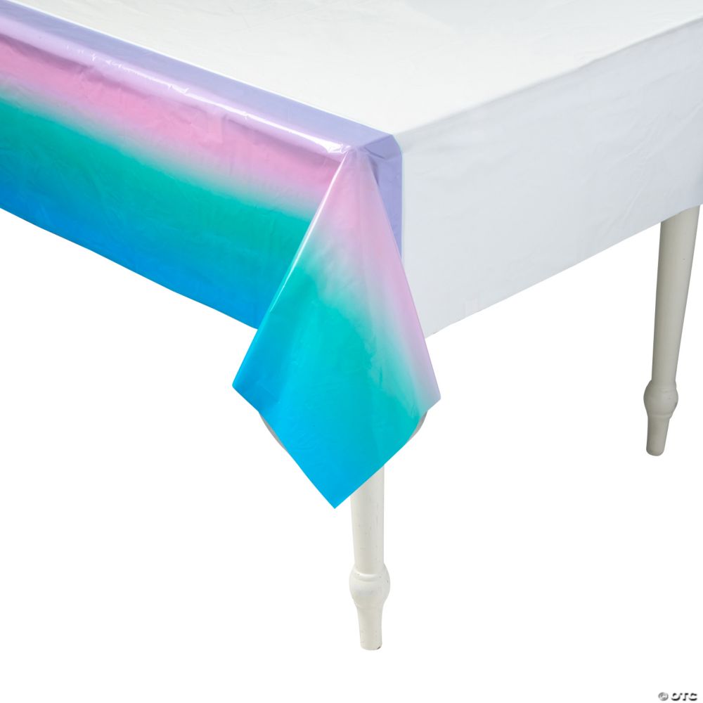 9 Ft. Pastel Dip Dye Party Disposable Rectangle Plastic Tablecloth Pink