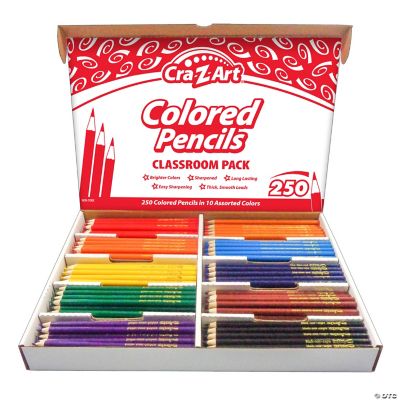 CraZArt Colored Pencil Classroom Pack, 10 Colors, BoProper of 250