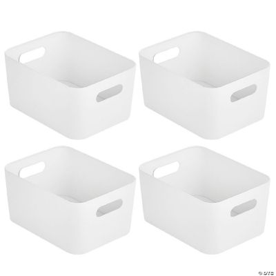 mDesign Small Metal Kitchen Storage Container Bin with Handles, 4 Pack