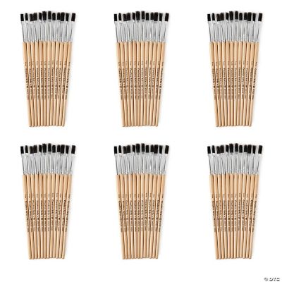 Charles Leonard Flat Tip Paint Brushes, 1/4 Natural Bristle, Short, 12 Per  Set, 6 Sets