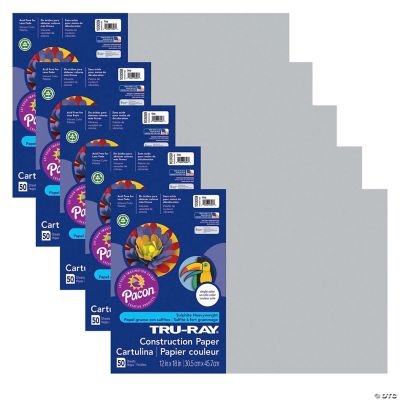 TruRay Construction Paper, Gray, 12" x 18", 50 Sheets Per Pack, 5 Packs Oriental Trading