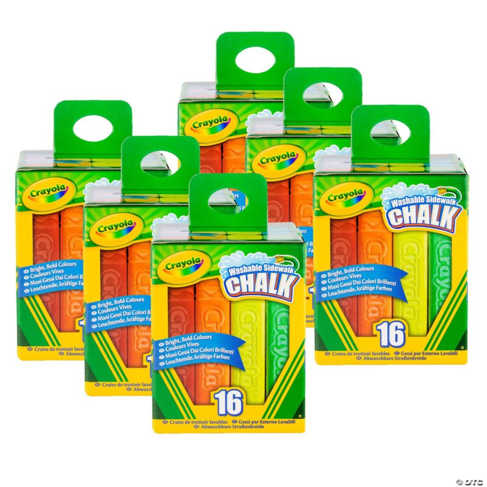 Crayola Washable Sidewalk Chalk, 16 Per Pack, 6 Packs