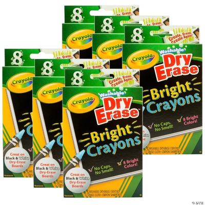 Crayola Dry Erase Washable Crayons, Bright Colors, 8 Per Pack, 6 Packs