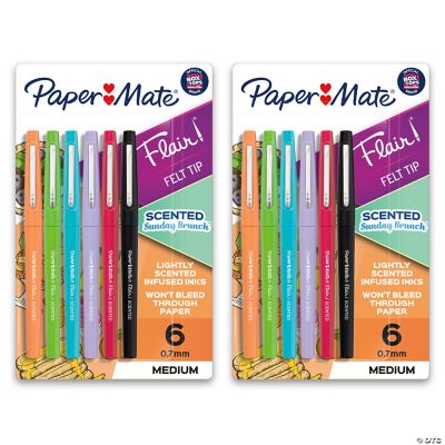 Paper Mate Flair, Scented Felt Tip Pens, Assorted Sunday Brunch Scents &  Colors, 0.7mm, 6 Per Pack, 2 Packs