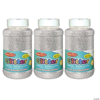 Charles Leonard Creative Arts Glitter, 1 lb. Bottle, Silver, Pack of 3 |  Oriental Trading