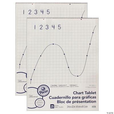 Pacon Grid Ruled Chart Tablet, Spiral Bound, 1" Grid, 24" x 32", 25