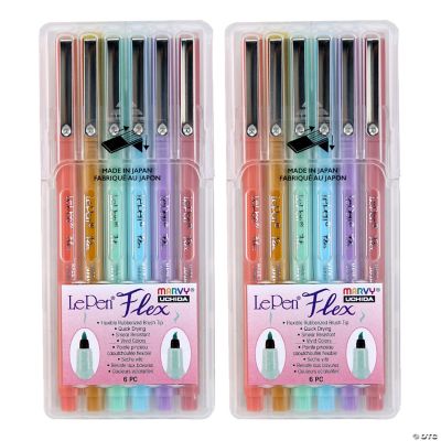 Marvy Uchida LePen Flex Marker, Brush Tip, Pastel, 6 Per Set, 2