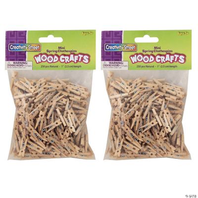 Creativity Street Mini Spring Clothespins, Natural, 1", 250 Per Pack, 2 Packs Oriental Trading
