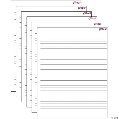 TREND Music Staff Paper Wipe-Off Chart, 17" x 22", Pack of 6