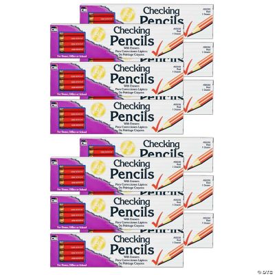Charles Leonard Checking Pencil with Eraser, Red, 12 Per Box, 12 Boxes ...