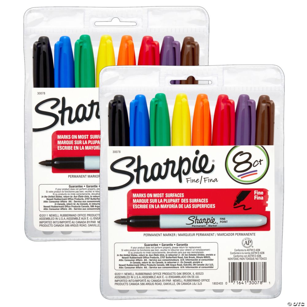 Sharpie Fine Point Permanent Markers, 8 Per Set, 2 Sets