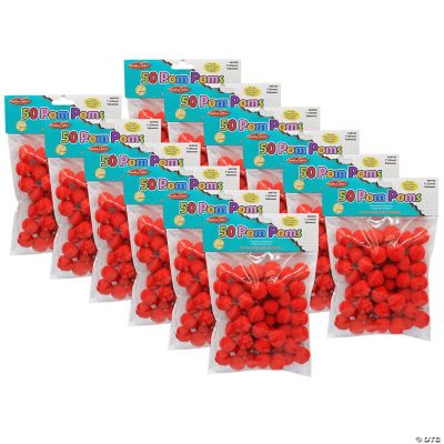 Charles Leonard Pom Poms 1in Red 50 per Pk (Pack of 12)