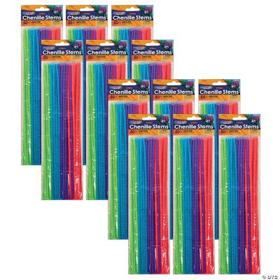 Creativity Street Spiral Chenille Stems, Assorted Colors, 12 x 6 mm, 50  Per Pack, 12 Packs