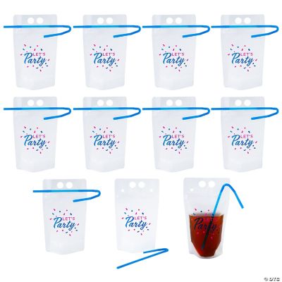 Let’s Party Collapsible Plastic Drink Pouches with Straws - 25 Pc. |  Oriental Trading
