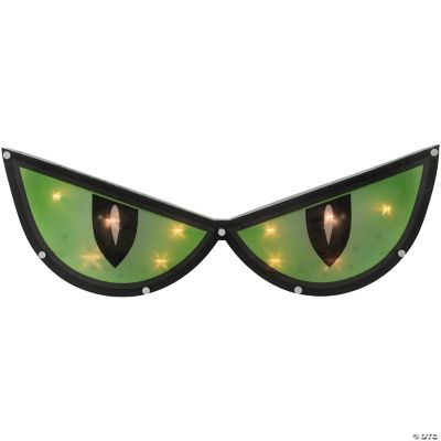 20" Lighted Green Eyes Halloween Window Silhouette Decoration