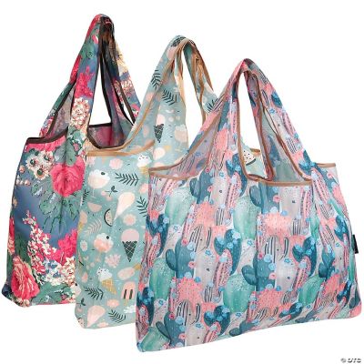 Floral Tote Bags Foldable Flower Grocery Reusable Bags Large Shopping Tote for Groceries, 6 PIeces