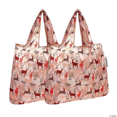 Wrapables Foldable Tote Nylon Reusable Grocery Bag (Set of 2), Deer ...