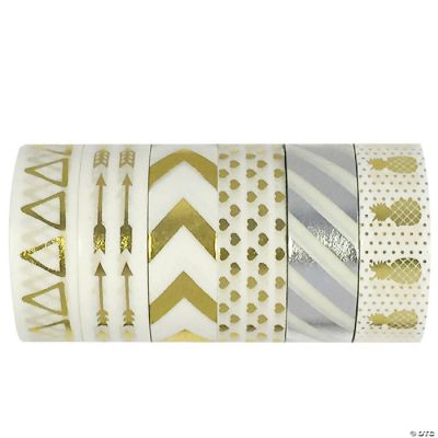 Wrapables Glitzy Metallic Gold Foil & Silver Foil Washi Tapes