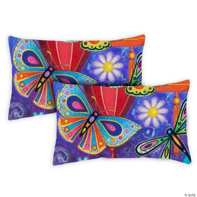 12X19 Lumbar Throw Pillows Set of 2, Outdoor Summer Spring Garden