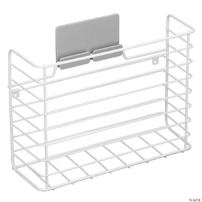mDesign Large ShelfAdhesive Metal Kitchen Hanging Organizer Basket White
