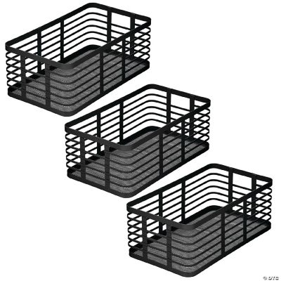 MDesign Metal Wire Organizer Basket For Kitchen Pantry 3 Pack Matte Black   14407670