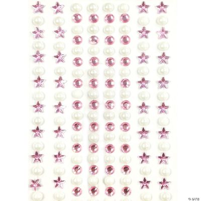 Wrapables 164 pieces Crystal Star and Pearl Stickers Adhesive Rhinestones, Light  Pink