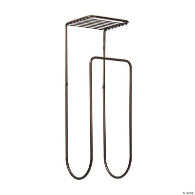 mDesign Wall Mount Towel Rack - Bathroom Towel Holder with Shelf, 2 Pack, Bronze