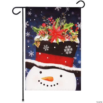 G128 12x18IN Blockout Snowman Evergreen Top Hat Garden Flag Oriental