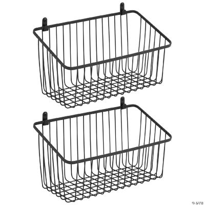 mDesign Metal Wire Wall Mount Storage Organizer Basket Bin, 2 Pack