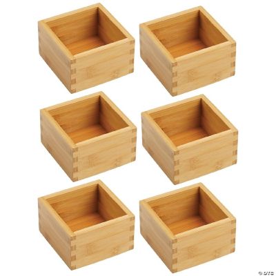 mDesign Bamboo Kitchen Storage Bin Container Crate Box, 6 Pack, Natural/Tan
