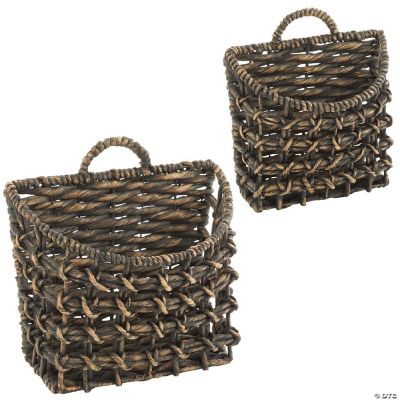 mDesign Woven Seagrass Hanging Wall Storage Basket - Set of 2