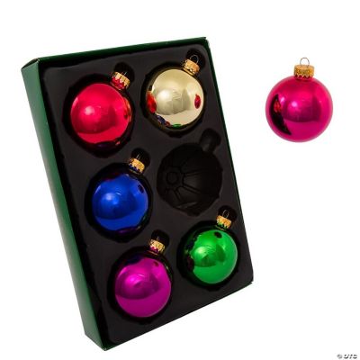 65MM Shiny Multi Colored Glass Ball Ornaments 6 Piece Box Set GG0123 2.