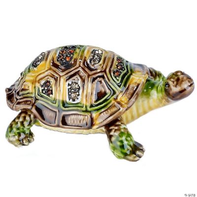 Tortoise Bejeweled Enamel Jewelry Trinket Keepsake Box Container Animal New