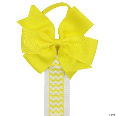 Wrapables Long Ribbon Hair Clip & Hair Bow Holder Yellow Chevron