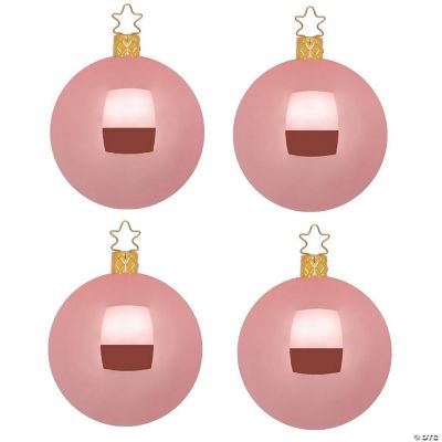 Inge Glas Candy Pink Pearl Balls German Glass Christmas Ornaments Set of 4