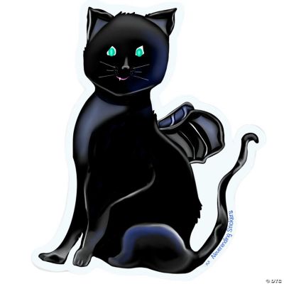 Fluffy Black Cat - Cat - Sticker