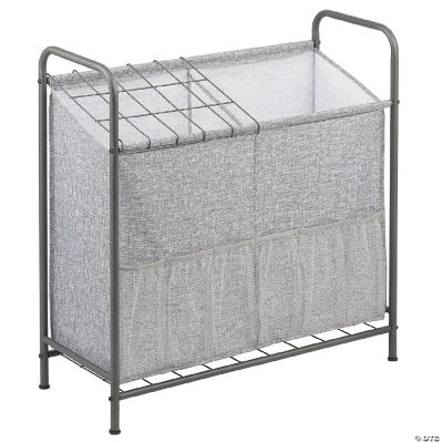 mDesign Sports Equipment Organizer Bin Rack Front Pockets, Graphite