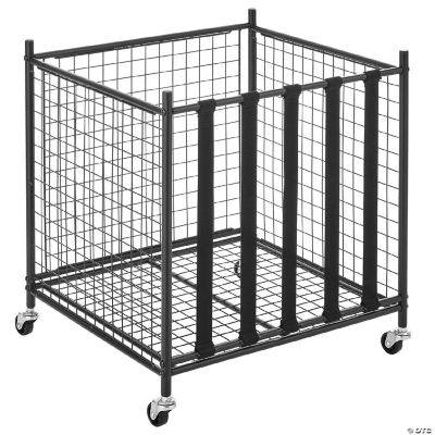 mDesign Metal Rolling Sports Equipment Storage Holder Rack with 4
