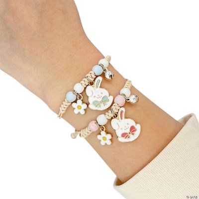 Wrapables Friendship Beaded Enamel Charm Bracelet, (Set of 2) Bunnies ...